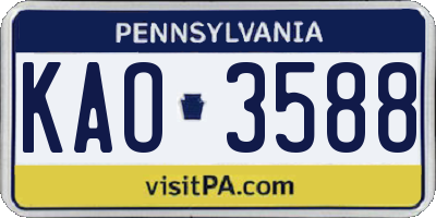 PA license plate KAO3588