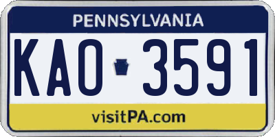 PA license plate KAO3591
