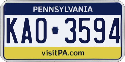 PA license plate KAO3594