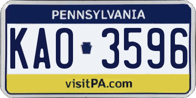 PA license plate KAO3596
