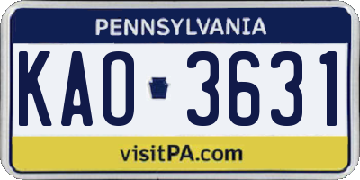 PA license plate KAO3631