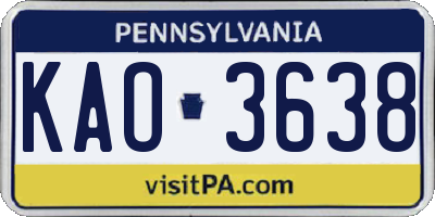 PA license plate KAO3638