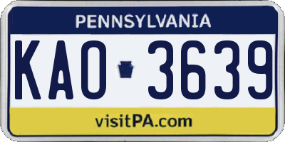 PA license plate KAO3639