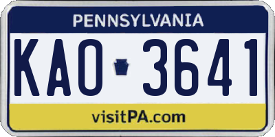 PA license plate KAO3641