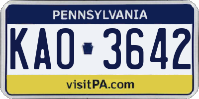 PA license plate KAO3642