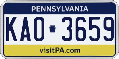 PA license plate KAO3659