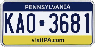 PA license plate KAO3681