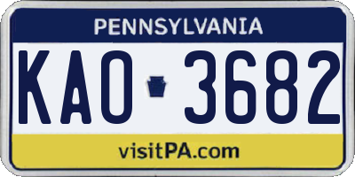 PA license plate KAO3682