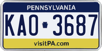 PA license plate KAO3687