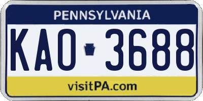 PA license plate KAO3688