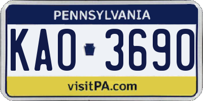 PA license plate KAO3690