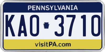 PA license plate KAO3710