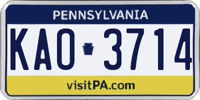 PA license plate KAO3714