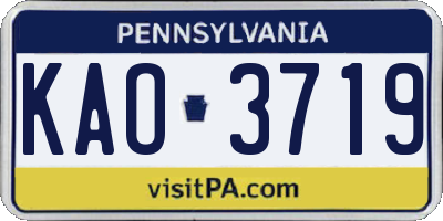 PA license plate KAO3719