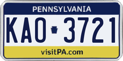 PA license plate KAO3721