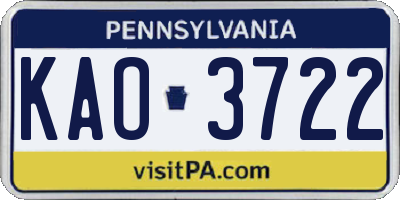 PA license plate KAO3722