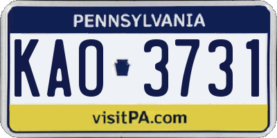 PA license plate KAO3731