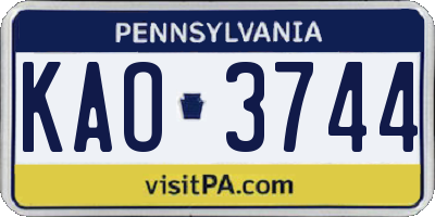 PA license plate KAO3744