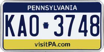 PA license plate KAO3748