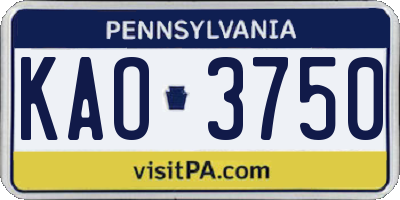 PA license plate KAO3750