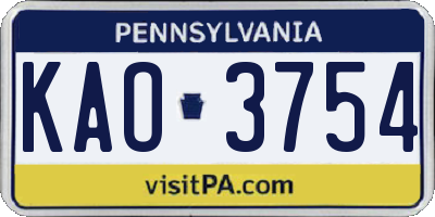 PA license plate KAO3754