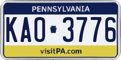 PA license plate KAO3776