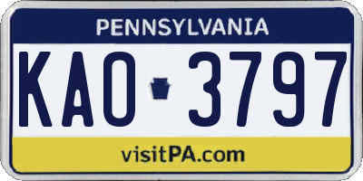 PA license plate KAO3797