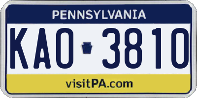 PA license plate KAO3810