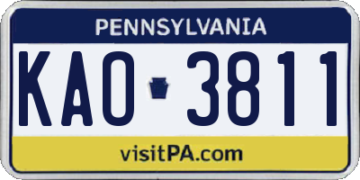 PA license plate KAO3811