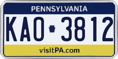 PA license plate KAO3812