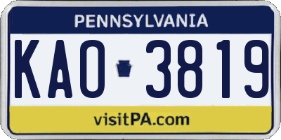 PA license plate KAO3819