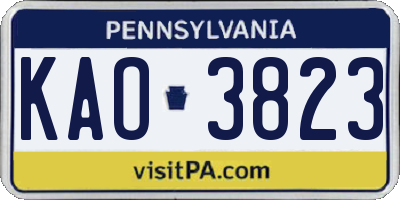 PA license plate KAO3823