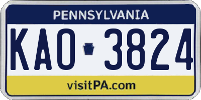 PA license plate KAO3824