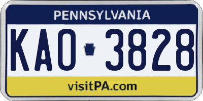 PA license plate KAO3828