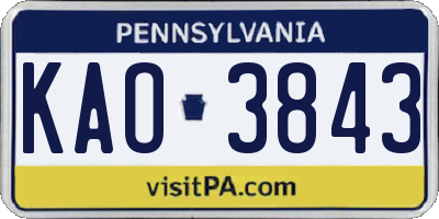PA license plate KAO3843