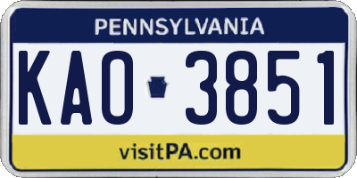 PA license plate KAO3851