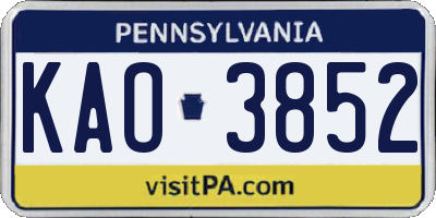 PA license plate KAO3852