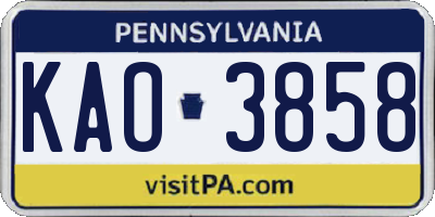 PA license plate KAO3858