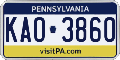 PA license plate KAO3860