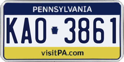 PA license plate KAO3861