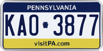 PA license plate KAO3877