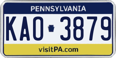 PA license plate KAO3879