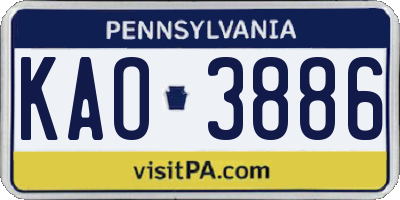PA license plate KAO3886