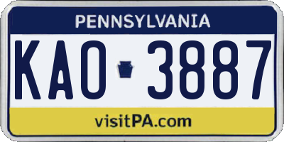 PA license plate KAO3887