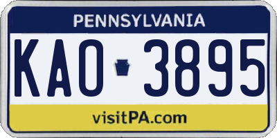 PA license plate KAO3895