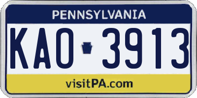 PA license plate KAO3913