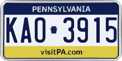 PA license plate KAO3915