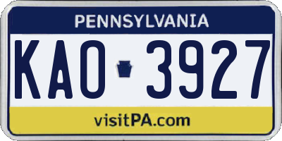PA license plate KAO3927