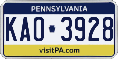 PA license plate KAO3928
