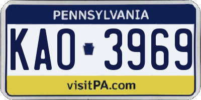PA license plate KAO3969